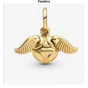New Pandora Shine Gold Harry Potter Golden Snitch Wings Pendant Charm